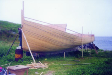 496: Red Island. Building the "Red Island Rose" near Jaunter's Beach. (circa 2000) [courtesy of Madonna (Bishop) Mulrooney]